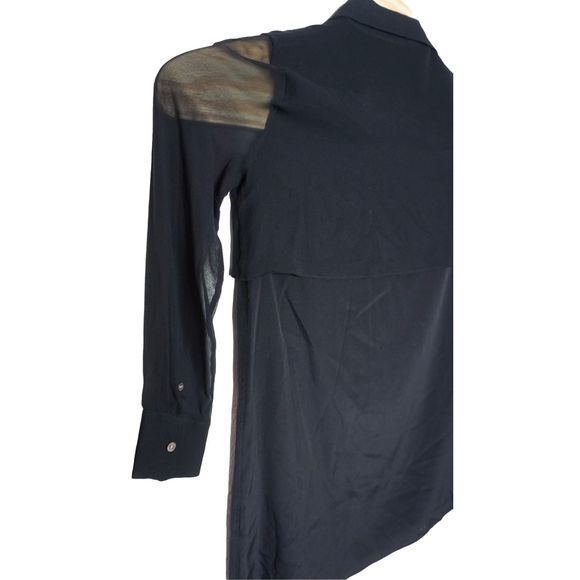 Club Monaco Sz S/M Bruksyde Black Sheer Lightweight Lon Sleeve Dress - Picture 2 of 6